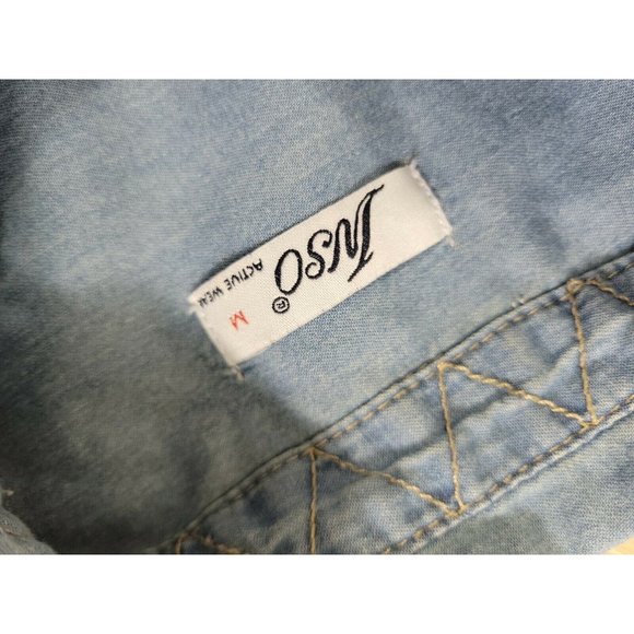 INSO Women's Medium Pearl Snap Western Chambray Denim Shirt Southwestern Back - Picture 4 of 10